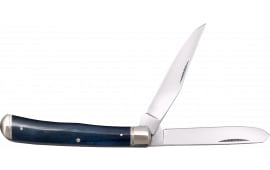 Cold Steel CSFLTRPRB Trapper 3" Folding Clip/Spey Plain 8Cr13MoV SS Blade/Dark Blue w/Polished Bolsters Bone Handle