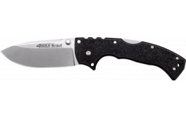 Cold Steel CS62RQZ 4-Max Scout 4" Folding Drop Point Plain Stonewashed/6" Black Griv-Ex Handle Includes Belt Clip