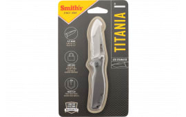 Smiths Products 51007 Titania I 2.20" Folding Drop Point Part Serrated Satin Titanium Coated Stainless Steel Blade/ Stainless Steel Handle Includes Pocket Clip