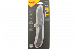 Smiths Products 51010 Titania II 3.50" Folding Drop Point Plain Satin Titanium Coated Stainless Steel Blade/Stainless Steel Handle Includes Pocket Clip