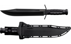 Cold Steel CSFXLTHRNK Leatherneck 10.50" Fixed Bowie Plain Non-Reflective Black D2 Steel Blade/ 4.75" Black w/Curved Quillons Kray-Ex Handle