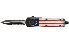 Templar Knife Gen II SBRF431 Betsy Ross Flag Small OTF Dagger 2.75" Part Serrated 440C Blade, Glass Breaker.