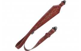 Heritage Cases 8508 Western Scallop Rifle Sling w/Swivels, Brown Leather, Adjustable Length 28" to 35", 3" Wide