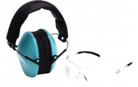 Pyramex VGCOMBO410 Low-Profile Combo Kit Scratch Resistant Clear Lens & Frame with Rubber Temple Tips, Powder Blue Low-Profile Earmuffs