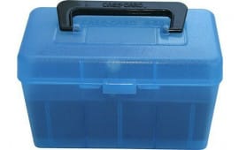 MTM Case-Gard H50RMAG24 Deluxe Ammo Box for 7mm Rem/Mag 300 Win Mag Clear Blue Polypropylene 50rd