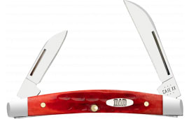 Case 10620 Father's Day Pocket Worn Old Red Bone Small Mirror Polished Blade/Bone Handle Features "DAD" Engraved on Knife Includes Gift Tin