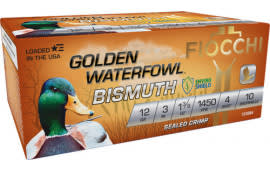 Fiocchi 123GB4 Golden Waterfowl Bismuth 12GA 3" 1 3/8oz #4 Shot 10 Per Box/ 10 Cs - 10sh Box