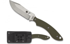 Spyderco FB49GPOD Stok 2.95" Fixed Bowie Plain Stonewashed 8Cr13MoV SS Blade/Olive Drab Textured G10 Handle Includes Sheath w/G-Clip