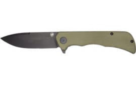 Templar Knife PFMGN321 Paladin 3.27" Folding Drop Point Plain Black Powder Coated D2 Steel Blade, 4.40" Green Micarta Handle Includes Pocket Clip