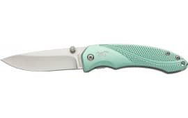 Browning 3220360 Allure EDC 2.88" Folding Drop Point Plain 7Cr17MoV SS Blade, Mint Green Textured Anodized Aluminum Handle, Includes Pocket Clip