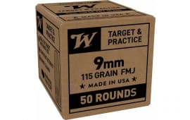 Winchester Ammo SG9W50 9mm 115 gr, Full Metal Jacket (FMJ) - 50 Round Box