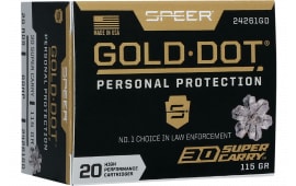 Speer 24261GD Gold Dot 30 Super Carry 100 GRHollow Point (HP) - 20rd Box