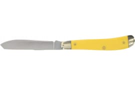Old Timer 1180011 Gunstock Trapper 3" Plain Stainless Steel Blade Yellow