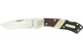 Old Timer 1181069 Mountain Beaver Jr. 2.50" Folding Drop Point Plain Mirror Polished 9Cr18MoV SS Blade/Brown Wood/Silver Nickel Handle Includes Sheath