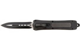 Steel River Knives A163BD Spartan 3.50" OTF Dagger Plain Black/Silver 440C SS Blade/ Black w/Carbon Fiber Inlay Aluminum Zinc Alloy Handle