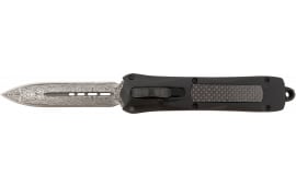 Steel River Knives A163BDD Spartan 3.50" OTF Dagger Plain Damascus 440C SS Blade/Black w/Carbon Fiber Inlay Aluminum Zinc Alloy Handle