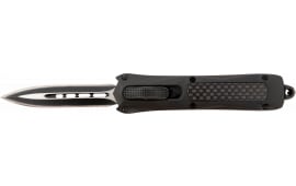 Steel River Knives MA163BD Spartan Mini 2.70" OTF Dagger Plain Black/Silver 440C SS Blade/ Black w/Carbon Fiber Inlay Aluminum Zinc Alloy Handle