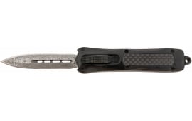 Steel River Knives MA163BDD Spartan Mini 2.70" OTF Dagger Plain Damascus 440C SS Blade/ Black w/Carbon Fiber Inlay Aluminum Zinc Alloy Handle