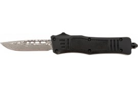Steel River Knives MT616BRDAMDP Spartan Mini 2.75" OTF Drop Point Plain Real Damascus 4.25"/ Black Aluminum Zinc Alloy Handle