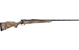 Weatherby VHH223RR6B Vanguard Outfitter 5+1 24" Threaded/Spiral Fluted, Graphite Black Barrel/Rec, Tan with Brown & White Sponge Synthetic Stock, Accubrake Muzzle Brake, Adj. Trigger