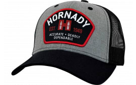 Hornady 30220 Trucker Hat, Gray, Adjustable Snapback, Hornady Patch, OSFA