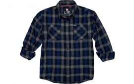 Hornady Gear 32204 Flannel Shirt XL Navy/Black/Gray, Cotton/Polyester, Relaxed Fit Button Up