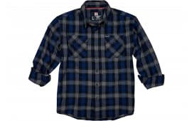 Hornady Gear 32205 Flannel Shirt 2XL Navy/Black/Gray, Cotton/Polyester, Relaxed Fit Button Up