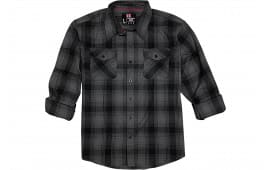 Hornady Gear 32223 Flannel Shirt Large Gray/Black, Cotton/Polyester, Relaxed Fit Button Up