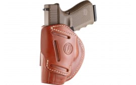 1791 Gunleather 4WH6CBRR 4-Way IWB/OWB Size 06 Classic Brown Leather Belt Clip Compatible w/ Glock 17/Ruger American Pistol Ambidextrous