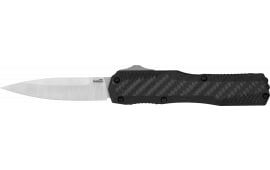 Kershaw 9000CF Livewire 3.35" OTF Dagger, Plain Black PVD CPM MagnaCut Steel Blade, Black Anodized Aluminum Handle