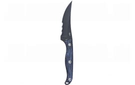 CRKT 2709B Clever Girl 4.60" Fixed Veff Serrated Black Powder Coated SK-5 Steel Blade, Blue Marbled G10 Handle