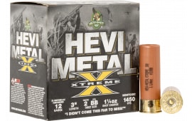 HEVI-Shot HS38188 HEVI-Metal Extreme 12GA 3" 1 1/4oz Steel/ Tungsten 2/BB Shot 25 Per Box/ 10 Case - 25sh Box