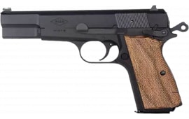Inglis 12000009 P-35 Hi-Power 9mm Semi-Auto Pistol, 15+1, 4.70" Black Steel Barrel, Black Chrome Serrated Steel Slide & Frame w/ Wood Checkered Grips