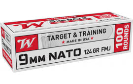 Winchester Ammo W9NATOVP 9mm 124 GRFull Metal Jacket 100 Per Box/ 10 Case - 100rd Box