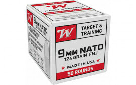 Winchester Ammo W9NATO50 9mm 124 GRFull Metal Jacket 100 Per Box/ 20 Case - 100rd Box