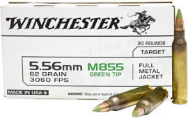 Winchester Ammo SGM855KW M855 5.56mm 62 GRFull Metal Jacket 20 Per Box/ 50 Case - 20rd Box