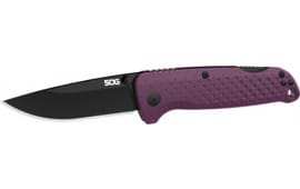 S.O.G SOG13110443 Adventure LB 3.50" Folding Drop Point Plain Black TiNi 5Cr15MoV Blade, Dark Purple Textured Green Handle