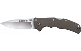 Cold Steel CS58PSZ Code 4 3.50" Folding Spear Point Plain Satin S35VN Blade, 5" Gunmetal Gray Aluminum Handle