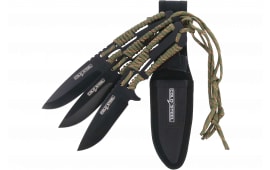 Cold Steel CSTH44KVD3PK Throwing Knives Set of 3 4.40" Fixed Clip Point Plain Black Oxide 420 Stainless Steel Blade, Paracord Wrap Handle