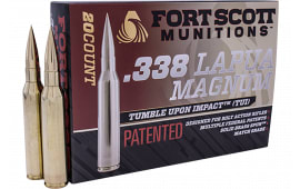 Fort Scott Munitions 338250SBV1 Tumble Upon Impact (TUI) Rifle 338 Lapua Mag 250 GRSolid Copper Spun 20 Per Box/ 5 Case - 20rd Box