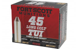 Fort Scott Munitions 45LC225SCV Tumble Upon Impact (TUI) 45 Long Colt 225 GRSolid Copper Spun 20 Per Box/ 25 Case - 20rd Box