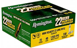 Remington Ammunition R21253 22 LR 40 GRPlated Hollow Point 550 Per Box/ 12 Case - 550rd Box