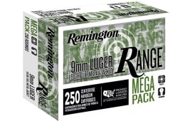 Remington Ammunition R23965 Range Mega Pack 9mm Luger 115 GRFull Metal Jacket 250 Per Box/ 4 Case - 250rd Box