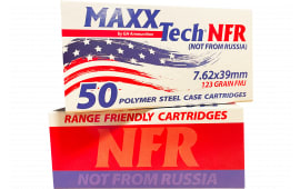 MaxxTech NFR 7.62x39mm 123gr Lead Core FMJ, Steel Case, Non-Corrosive, 500 Round Case