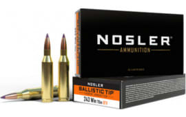 Nosler 40041 243 Win 70 GRBallistic Tip Varmint 20 Per Box/ 10 Case - 20rd Box