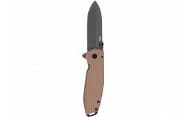 CRKT 2495B Squid XM 2.95" Folding Drop Point Plain Stonewashed D2 Steel Blade, Brown Textured G10/SS Handle