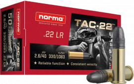 Norma Ammunition 2425092 Tac 22 LR 40 GRLead Round Nose 50 Per Box/ 100 Case - 50rd Box