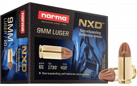 Norma Ammunition 611140020 Self Defense NXD 9mm Luger 65 GRInjection Molded Copper Projectile 20 Per Box/ 10 Case - 20rd Box
