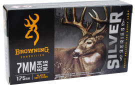 Browning Ammo B192600071 Silver 7mm Rem Mag 175 GR20 Per Box/ 10 Case - 20rd Box