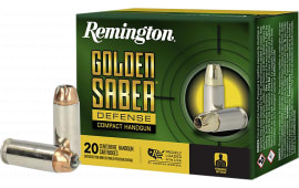 Remington Ammunition R21370 Golden Saber Defense 10mm Auto 180 GRBrass Jacket Hollow Point 20 Per Box/ 25 Case - 20rd Box